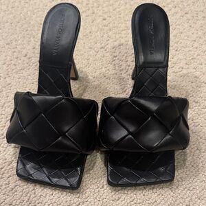Bottega Veneta Black Padded Leather Heeled Mules